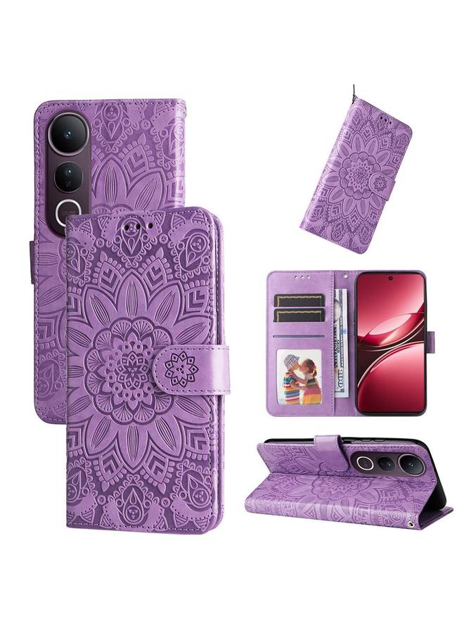 erorex Case For vivo V50 Lite 4G / 5G Embossed Sunflower Leather Phone Case - Image 1