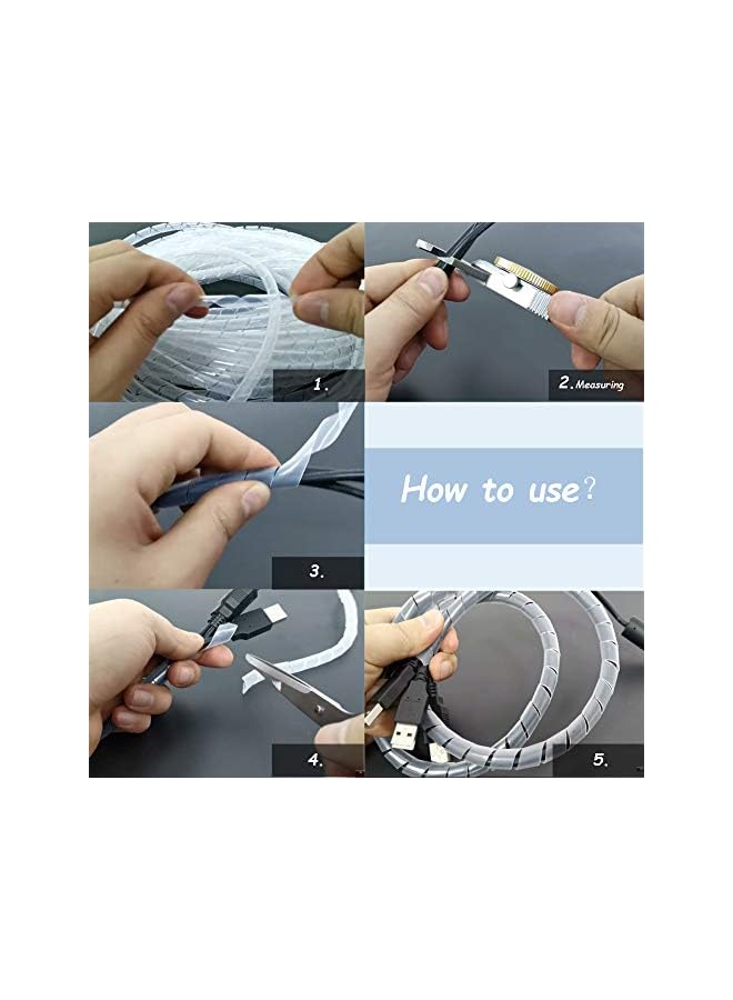 S-TOP 12mm Spiral Cable Sleeve Wire Wrap Tube Translucent Flexible PC Manage for Computer Car Cover, 5M Length - Image 2