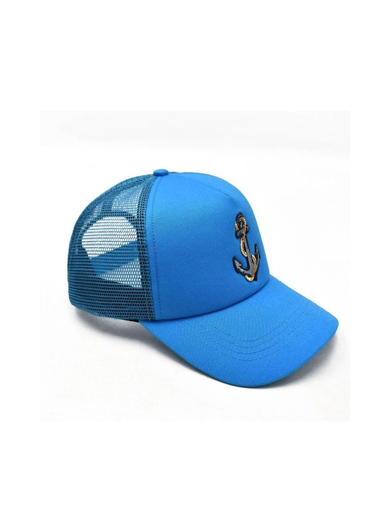 Fighter Gifts Navy Anchor Sky Blue Head Cap - Image 3