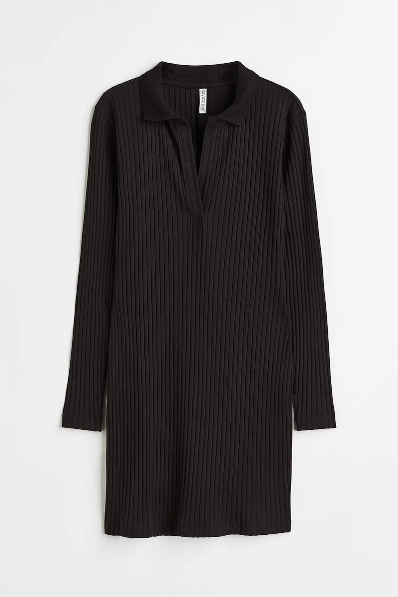 H&M Collared ribbed bodycon dress