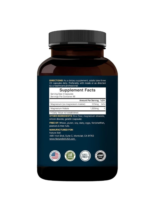نايتشر بيل NatureBell Magnesium Malate 1,500 mg – 240 Capsules - Image 2