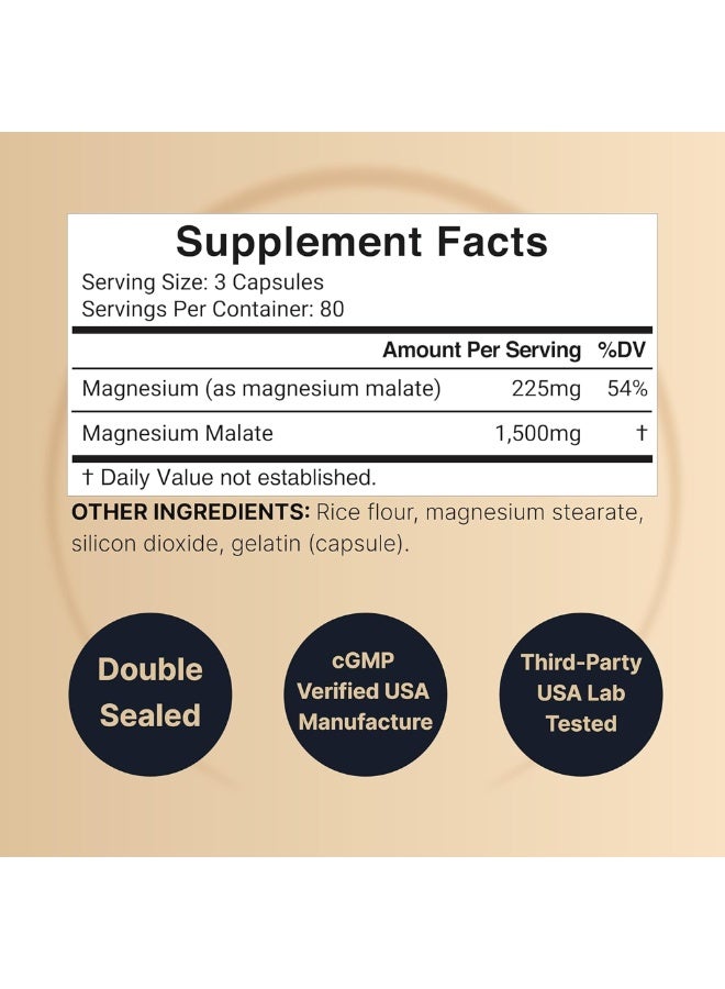 نايتشر بيل NatureBell Magnesium Malate 1,500 mg – 240 Capsules - Image 4