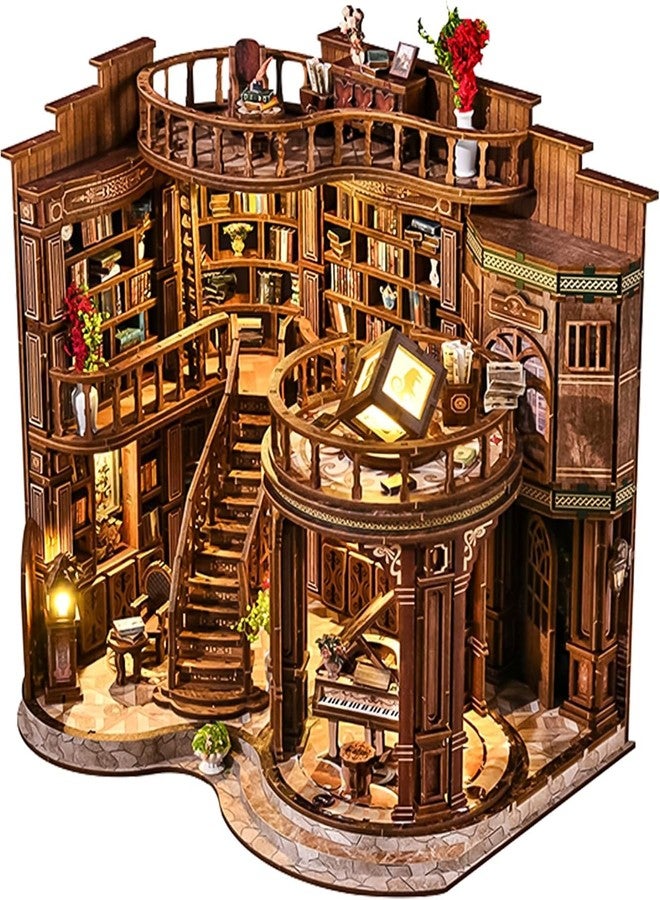 Spilay DIY Book Nook Kits for Adults,Dreamy Book Hall Book Nook Kit with LED Light,3D Wooden Puzzle DIY Miniature Dollhouse Kit,Creative Bookshelf Decor&Unique Gift for Teens&Book Lovers - Image 1