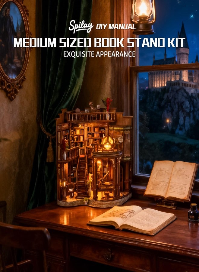 Spilay DIY Book Nook Kits for Adults,Dreamy Book Hall Book Nook Kit with LED Light,3D Wooden Puzzle DIY Miniature Dollhouse Kit,Creative Bookshelf Decor&Unique Gift for Teens&Book Lovers - Image 3