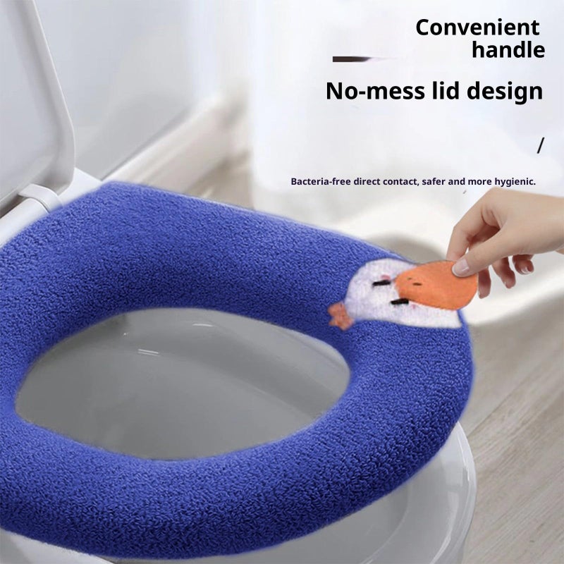 Blue Winter Toilet Seat Cover Extra Thick Soft Comfort Quick Installation Size H - Image 3