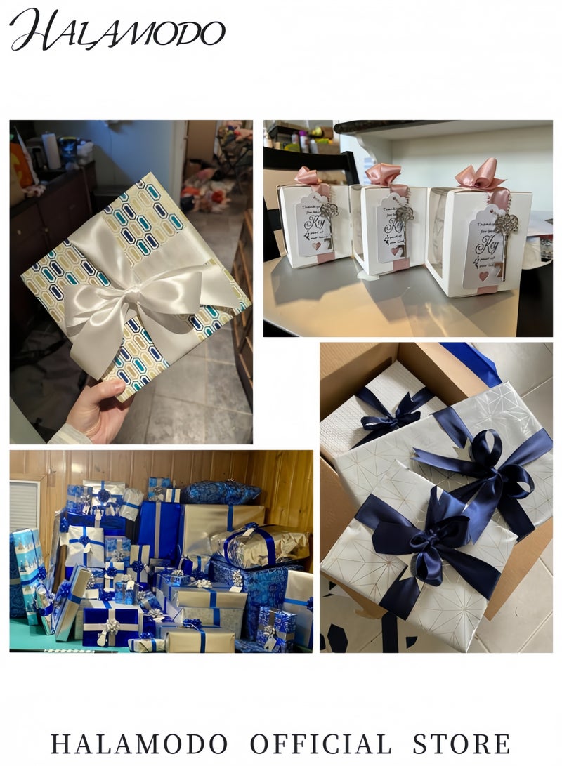 هالامودو شريط ساتان من القماش بلون واحد مكون من قطعتين لتغليف الهدايا والحرف اليدوية وصنع أقواس الشعر وإكليل الزهور وتزيين حفلات الزفاف ومشاريع الخياطة الأخرى، بطول 72.2 قدم - Image 3