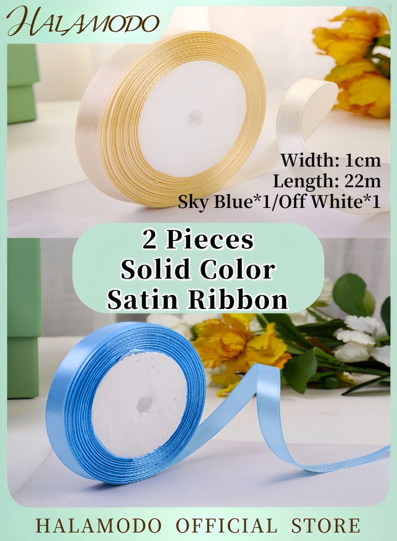 هالامودو شريط ساتان من القماش بلون واحد مكون من قطعتين لتغليف الهدايا والحرف اليدوية وصنع أقواس الشعر وإكليل الزهور وتزيين حفلات الزفاف ومشاريع الخياطة الأخرى، بطول 72.2 قدم - Image 1