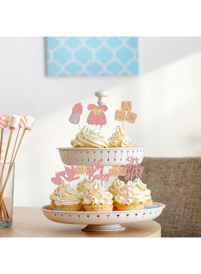 Ephlyn 24 قطعة من زينة كعكة حفلة استقبال المولود - قوس وردي ذهبي لامع على شكل فستان زجاجة بجعة - إنها فتاة - لوازم حفلة عيد ميلاد الفتيات - Image 4