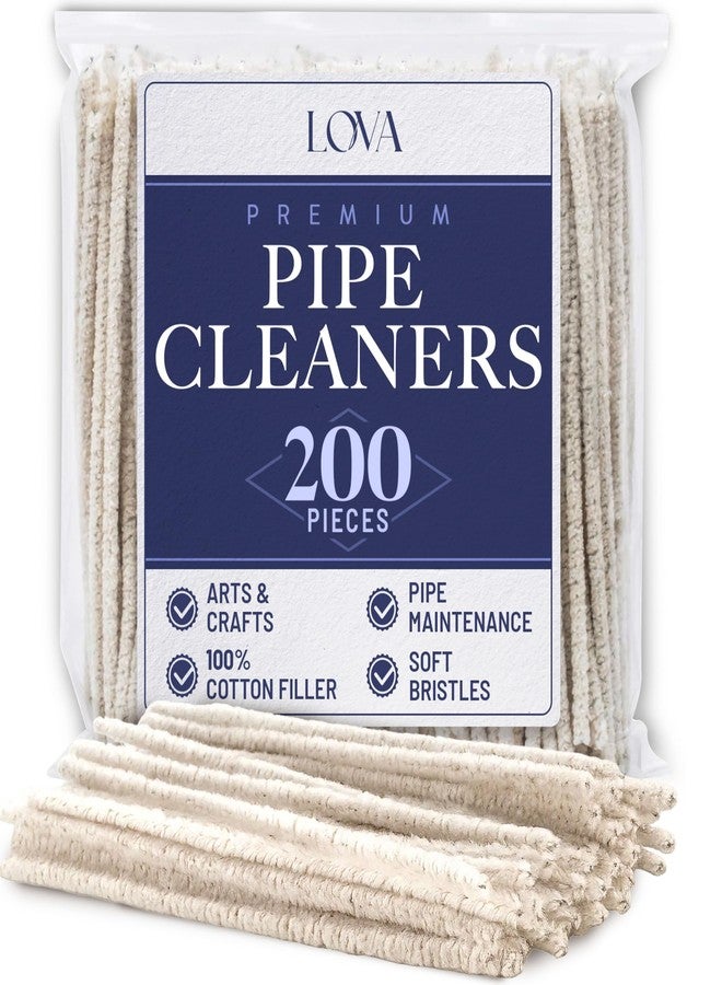 LOVA Soft Bristle Tobacco Pipe Cleaners, 200 Count 6-Inch 100% Cotton Stem Cleaning Brushes with Flexible Wire for Pipe Stems, Mouthpieces, Reusable Straws & Narrow Tubes - Image 1
