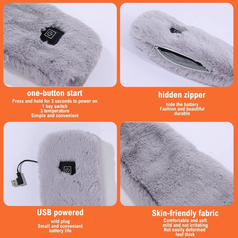 woobles Fluffy Heating Scarf, 5V USB Rechargeable Neck Scarf Warming Neck Scarf 3 Levels of Temperature Adjustable Perfect Plush Heating Scarf for Boys Girls Women Winter Indoor Outdoor Use - Image 2
