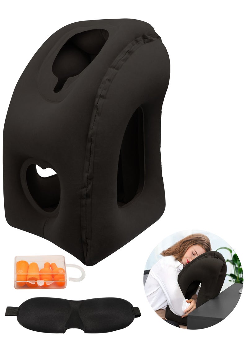 HomarKet Airplane inflatable travel pillow Inflatable neck pillow is used for sleeping to avoid neck and shoulder pain Support the head, neck and waist Suitable for aircraft, cars, buses and offices  - Image 1