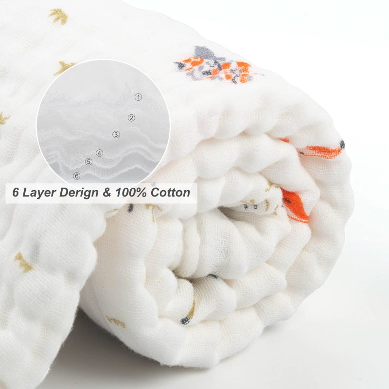 babygoal Baby Bath Towels 2 Pack, 100% Muslin Cotton Hooded Towel for Newborn,Toddler,Infant, Absorbent & Hypoallergenic Baby Gift for Boys Girls 35"x35" T0607 - Image 5