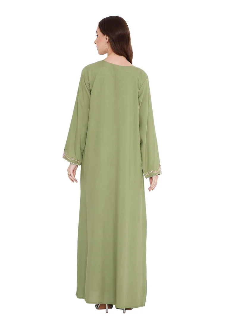 HANA & SARA LONG VISCOSE UNIQUE THREAD EMBROIDERY LONG SLEEVES ARABIC  JALABIYA DRESSES