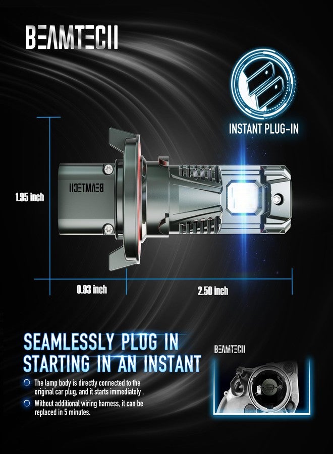 BEAMTECH مصابيح BEAMTECH H13/9008، رقائق G-XPower، إضاءة ضباب بيضاء 6500K أكثر سطوعًا بنسبة 500%، سهلة التركيب والتشغيل، عدد 2 مصباح - Image 4