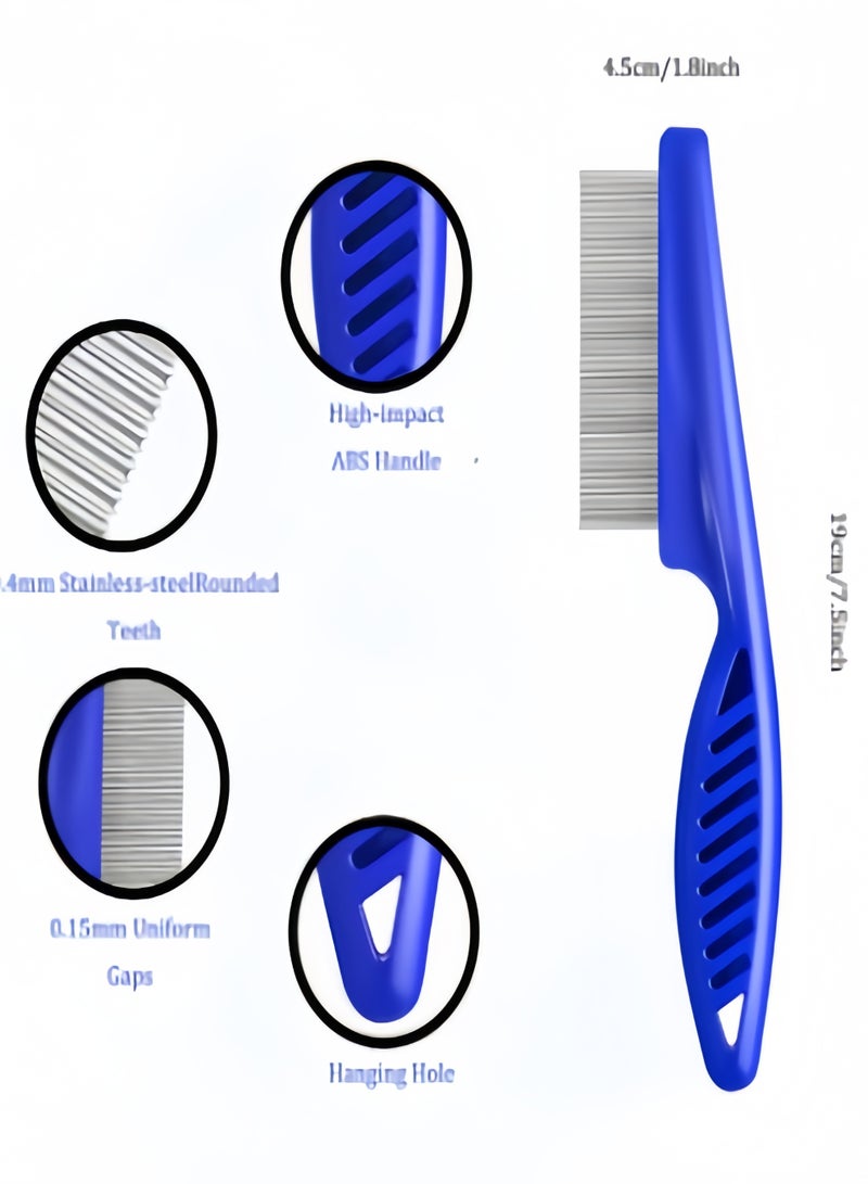 كيفن 5 عبوات من مشط البراغيث والقراد، مشط من الفولاذ المقاوم للصدأ ذو أسنان مستديرة للكلاب والقطط، مزيل بقع دموع الحيوانات الأليفة الاحترافي على الوجهين للحيوانات الأليفة الصغيرة والمتوسطة - Image 3