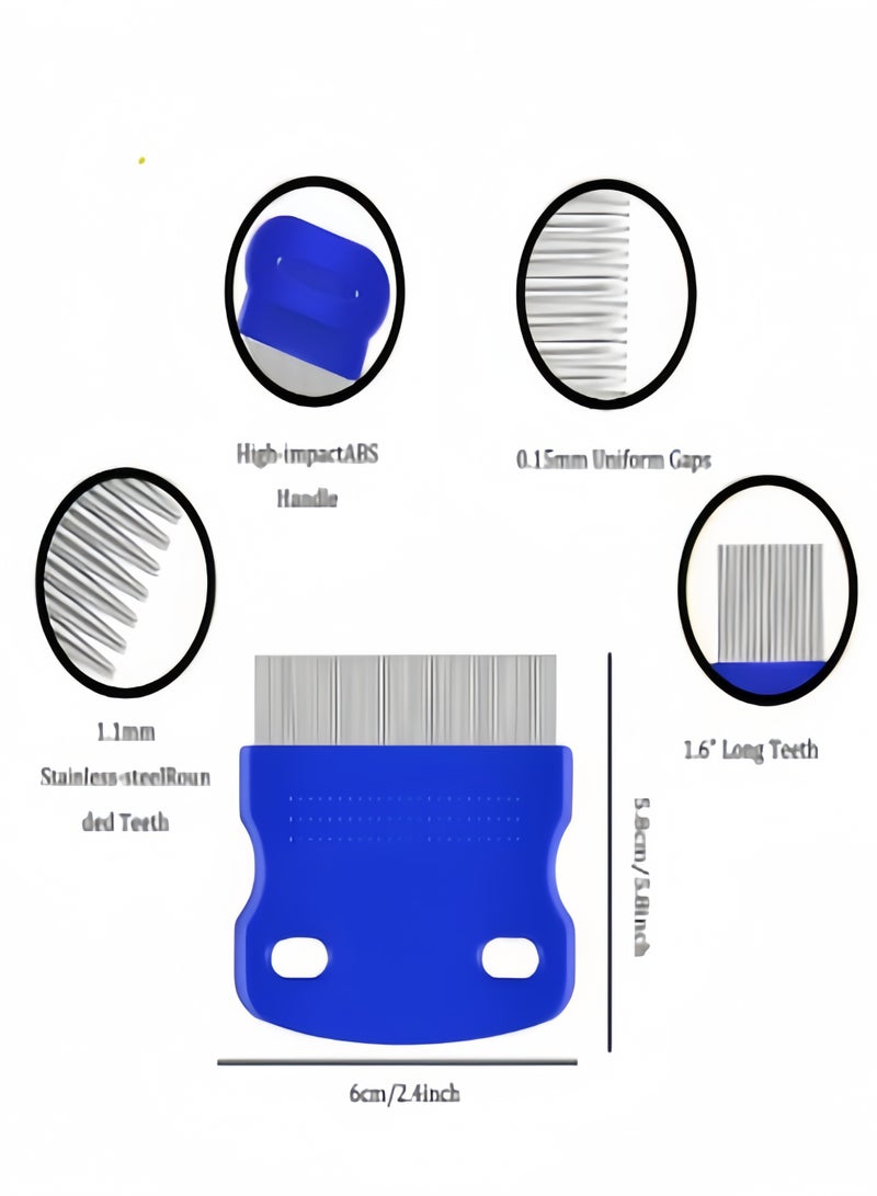 كيفن 5 عبوات من مشط البراغيث والقراد، مشط من الفولاذ المقاوم للصدأ ذو أسنان مستديرة للكلاب والقطط، مزيل بقع دموع الحيوانات الأليفة الاحترافي على الوجهين للحيوانات الأليفة الصغيرة والمتوسطة - Image 4