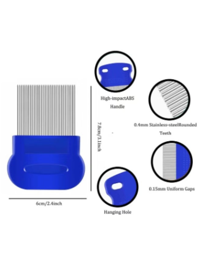 كيفن 5 عبوات من مشط البراغيث والقراد، مشط من الفولاذ المقاوم للصدأ ذو أسنان مستديرة للكلاب والقطط، مزيل بقع دموع الحيوانات الأليفة الاحترافي على الوجهين للحيوانات الأليفة الصغيرة والمتوسطة - Image 5