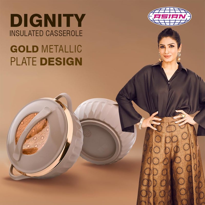 Asian Plastowares Dignity Casserole DLX - Premium Insulated Hot Pot for Serving, Stainless Steel Inner, BPA-Free, Leak-Proof, Keep Food Hot & Fresh for Hours- 1600 ML-Brown - Image 4