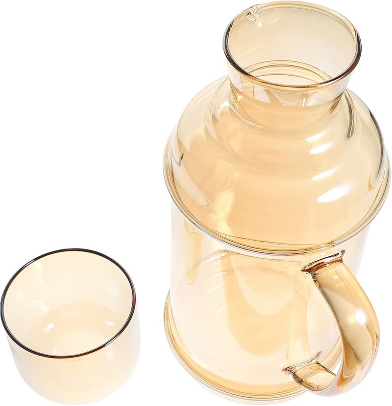 Retro Style Glass Water Pitcher with Handle, 1100ml Heat-resistant Cold Water Kettle for Juice and Iced Tea, Amber Color Carafe for Home and Nightstand Use - Image 1