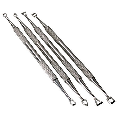 HTS 156C4 4 Pc Stainless Steel Hollow Tip Carver Wax & Clay Sculpting Tool Set - Image 1