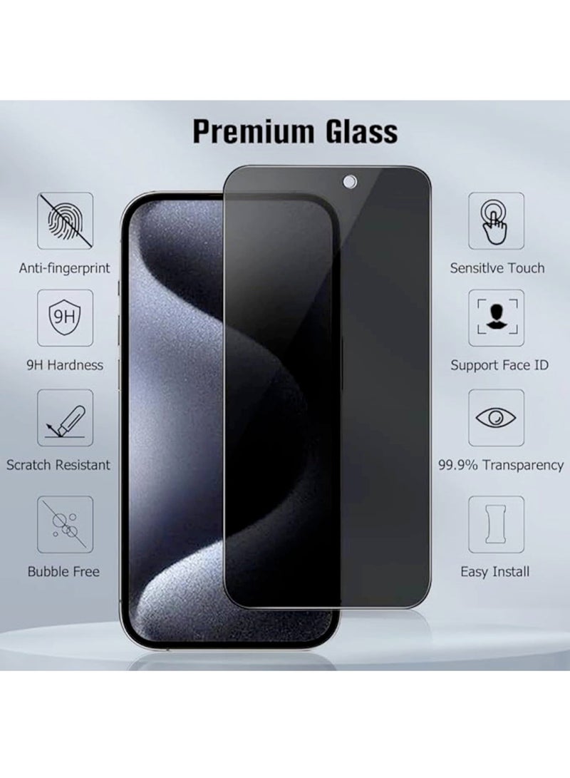DUSALA Privacy Screen Protector Compatible with iPhone 15/15 Pro 6.1", Full Coverage Anti-Spy Tempered Glass Film 9H Hardness Upgrade Edge Protection Easy Installation Bubble Free for iPhone 15 Pro - Image 2