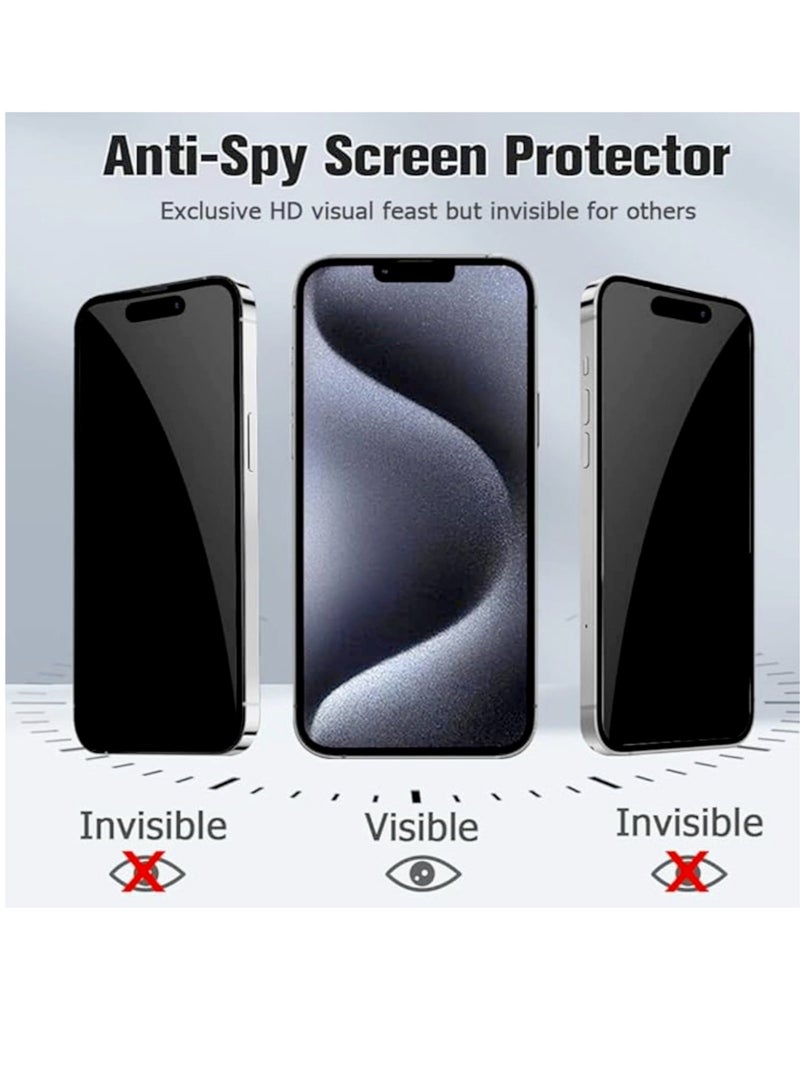 DUSALA Privacy Screen Protector Compatible with iPhone 15/15 Pro 6.1", Full Coverage Anti-Spy Tempered Glass Film 9H Hardness Upgrade Edge Protection Easy Installation Bubble Free for iPhone 15 Pro - Image 3