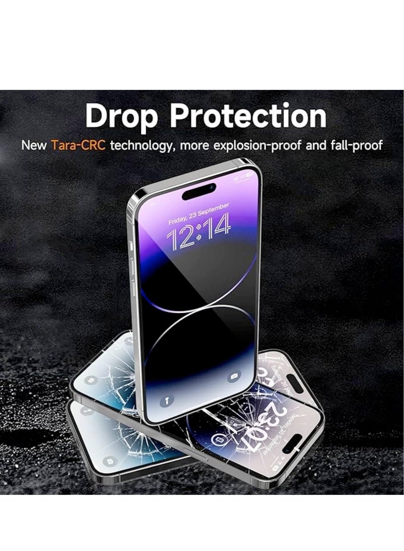 DUSALA Privacy Screen Protector Compatible with iPhone 15/15 Pro 6.1", Full Coverage Anti-Spy Tempered Glass Film 9H Hardness Upgrade Edge Protection Easy Installation Bubble Free for iPhone 15 Pro - Image 5