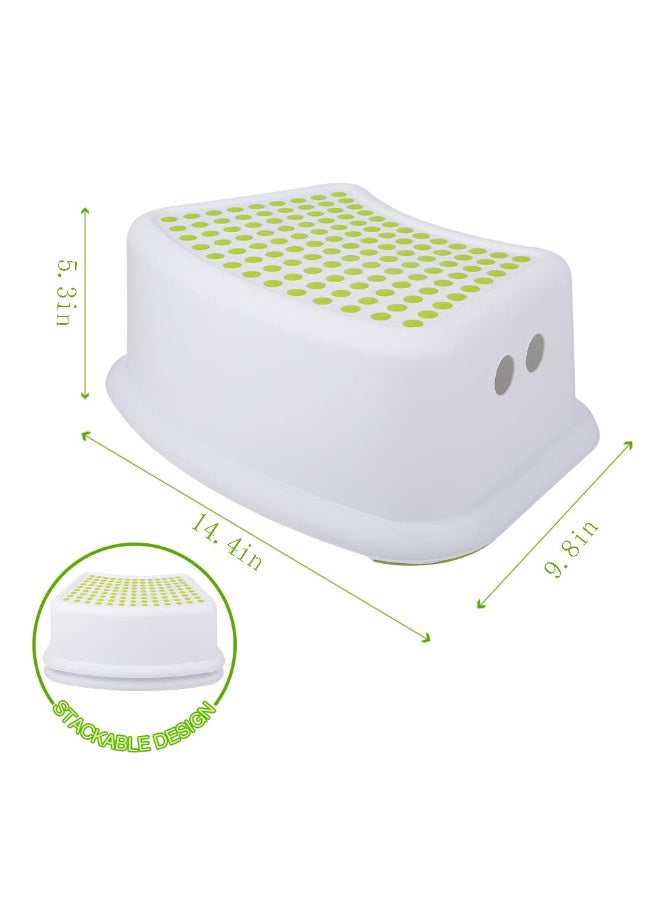 Kawkab Step Stool for Kids, Toddlers Stool for Potty Training, Bathroom, Kitchen, Bedroom, Toy Room and Living Room. Toilet Stools with Soft Anti-Slip Grips for Safety, Stackable (Green) - Image 2