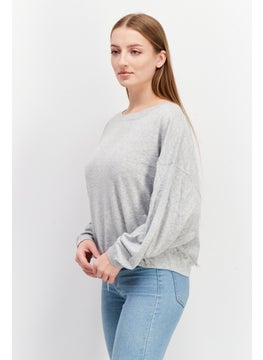 ESPRIT Women Round Neck Knitted Sweaters, Grey  - Image 1
