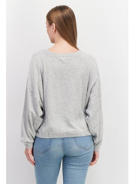 ESPRIT Women Round Neck Knitted Sweaters, Grey  - Image 2