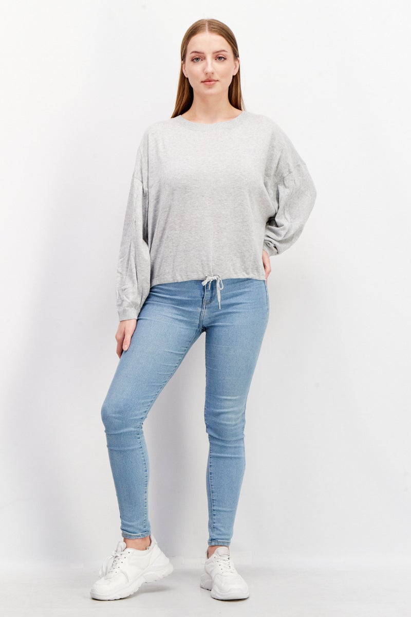 ESPRIT Women Round Neck Knitted Sweaters, Grey - Image 3