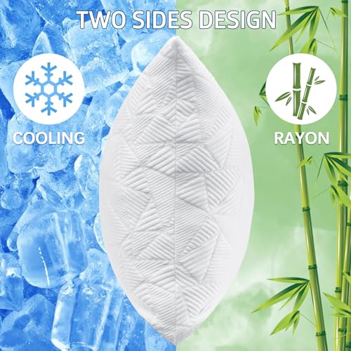 BETU Cooling Pillows Standard Size Set of 2 Shredded Memory Foam Standard Pillows Set of 2 for Hot Sleepers Adjustable Firm Soft Support Pillow for Side Back Stomach Sleeping White - Image 3