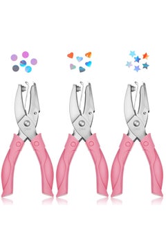 XiuWoo 3 Pieces Handheld Hole Paper Metal Single Punchers Soft Grip and 5.5 mm + Star 5 Large Round 6 Heart Holes for Craft Tags Clothing Ticket Scrapbook Tool  - Image 1