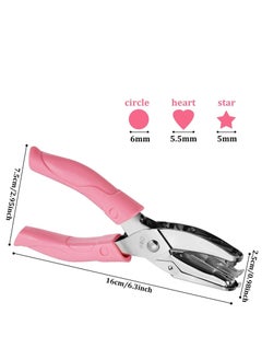 XiuWoo 3 Pieces Handheld Hole Paper Metal Single Punchers Soft Grip and 5.5 mm + Star 5 Large Round 6 Heart Holes for Craft Tags Clothing Ticket Scrapbook Tool  - Image 2
