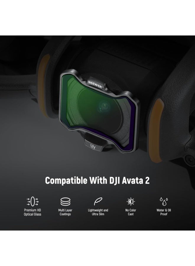 Neewer Avata 2 Filter Snap On ND&UV&CPL Filter Set Compatible with DJI Avata 2, 6 Pack UV CPL ND8 ND16 ND32 ND64 Neutral Density Filters Drone Lens Accessories, Ultra Slim Frame & Double Sided Coated HD Glass  - Image 2