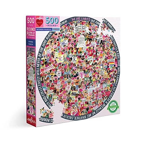 eeBoo 500 Piece Puzzle Women March Jigsaw Puzzle for Adults Circular with 23 Diameter Made with Recycled Board VegetableBased Ink - Image 1