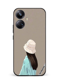 Protective Case Cover For Realme 10 Pro Plus Brown Hat Girl Design Multicolour