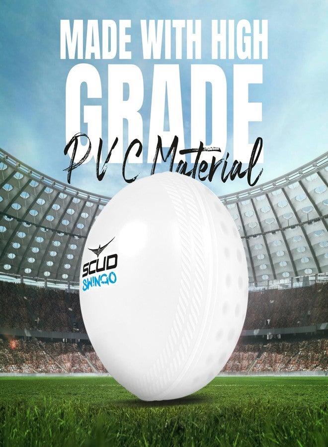 SCUD Swingo Wind Ball for Cricket, Specially Designed for Swing, Dual-Surface Half-Dimple & Half-Smooth Design, PVC | 72.39mm Diameter,105g (Pack of 3pc Balls, White) - Image 3