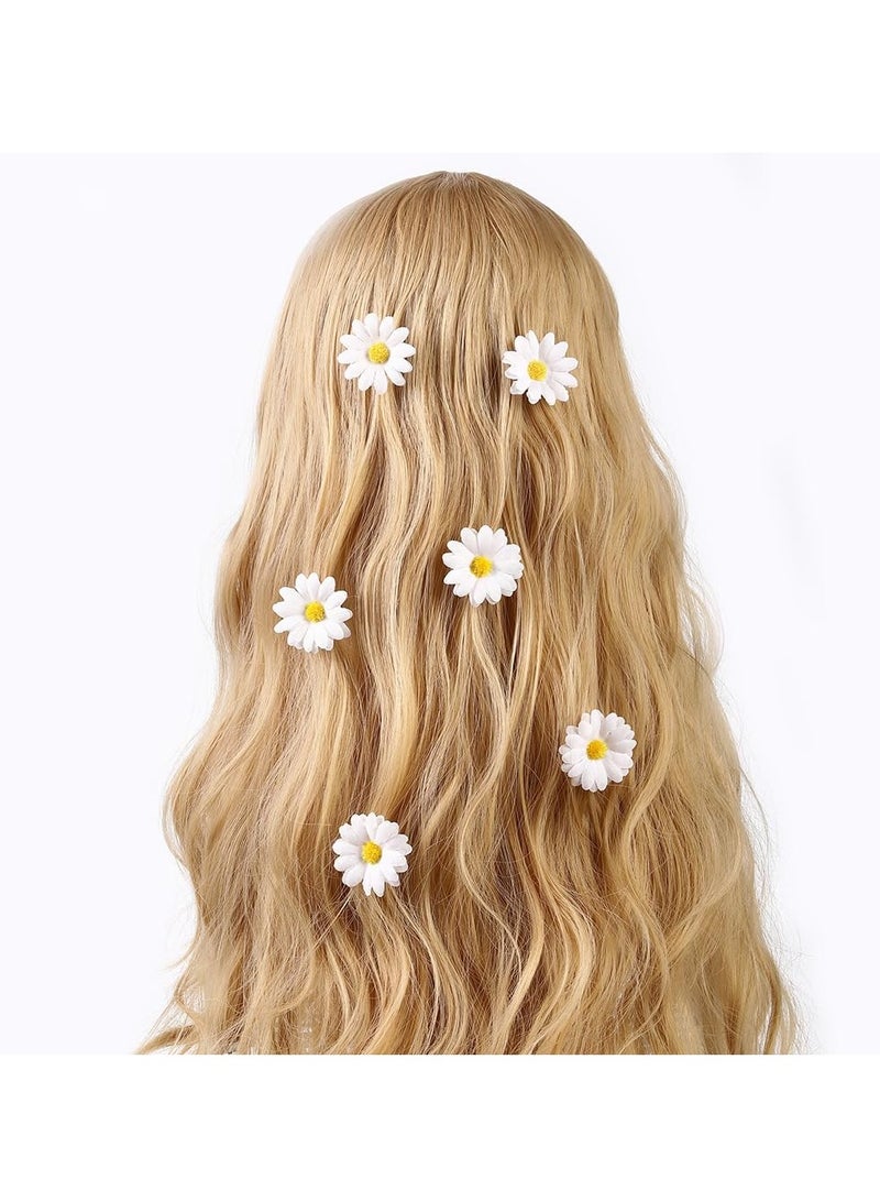 مشابك شعر زهور صغيرة, إكسسوارات شعر دوار الشمس والأقحوان للنساء, تصميم مضاد للانزلاق, لتصفيف الشعر اليومي, مناسبة للشعر الخفيف, (أصفر وأبيض 10 قطع) - Image 4