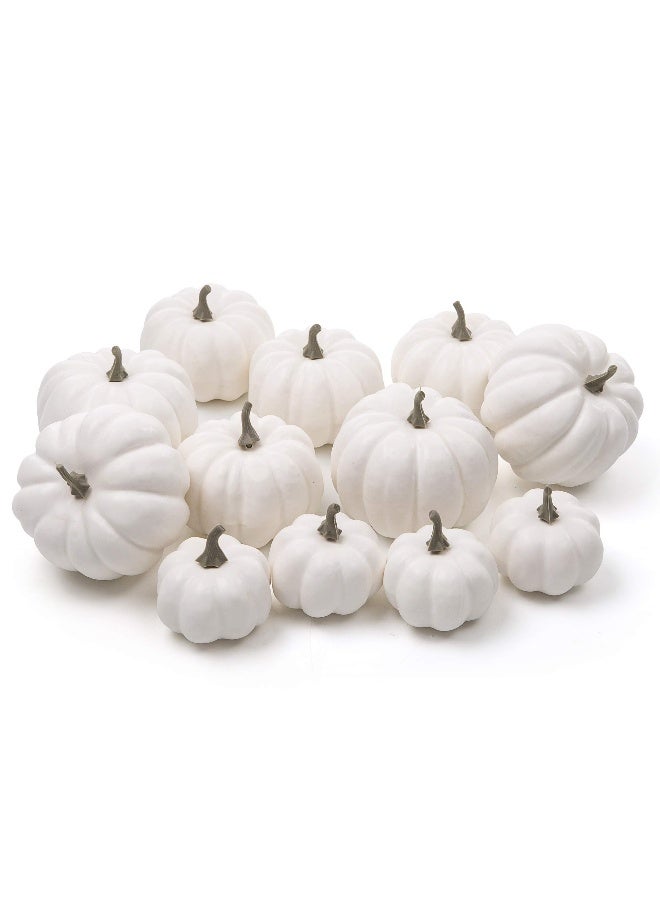 Ogrmar 12 Pack Artificial Assorted Pumpkins, Mini Fake Pumpkins Artificial Vegetables for Halloween,Harvest Thanksgiving Party Decor (White) - Image 1