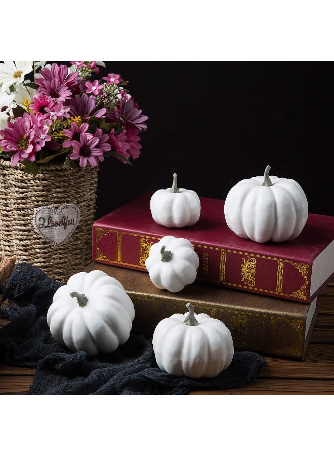Ogrmar 12 Pack Artificial Assorted Pumpkins, Mini Fake Pumpkins Artificial Vegetables for Halloween,Harvest Thanksgiving Party Decor (White) - Image 4