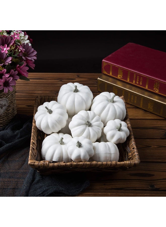 Ogrmar 12 Pack Artificial Assorted Pumpkins, Mini Fake Pumpkins Artificial Vegetables for Halloween,Harvest Thanksgiving Party Decor (White) - Image 5