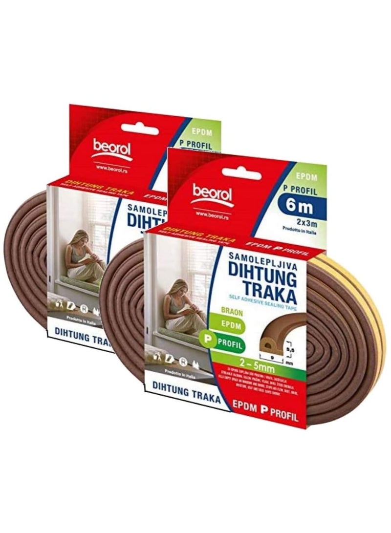 بيورول راكو شريط لاصق ذاتي اللصق للنوافذ والأبواب من بيورول الملف الشخصي P بني 6 متر - PBR6. - Image 1