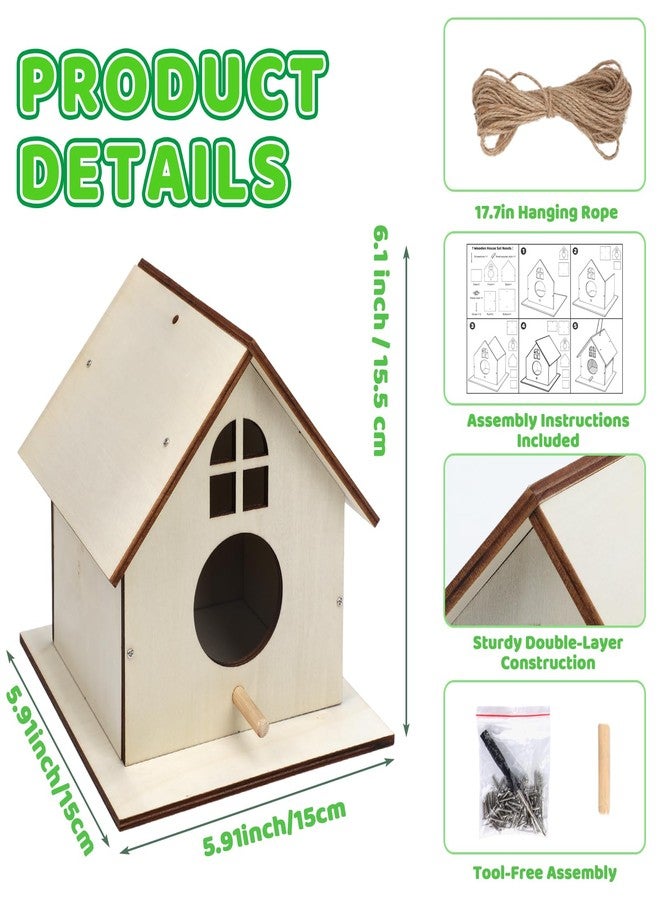 Entallor 12 Pack Wooden DIY Birdhouse Kit for Kids Adults, Thickened Double-Layer Wood with Screwdrivers, Nails, Ropes, Easy Build & Paint Arts and Crafts Set for Backyard Garden Bird Watching - Image 3