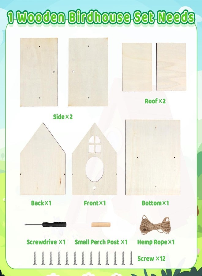 Entallor 12 Pack Wooden DIY Birdhouse Kit for Kids Adults, Thickened Double-Layer Wood with Screwdrivers, Nails, Ropes, Easy Build & Paint Arts and Crafts Set for Backyard Garden Bird Watching - Image 4