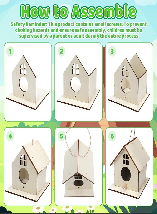 Entallor 12 Pack Wooden DIY Birdhouse Kit for Kids Adults, Thickened Double-Layer Wood with Screwdrivers, Nails, Ropes, Easy Build & Paint Arts and Crafts Set for Backyard Garden Bird Watching - Image 5
