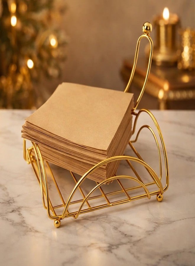 CentraLit Gold Napkin Holder for Dining Table | Modern Metal Tissue Holder with Weighted Arm for Kitchen, Tabletop & Parties | Premium Decorative Paper Napkin Stand (Golden Finish) - Image 4