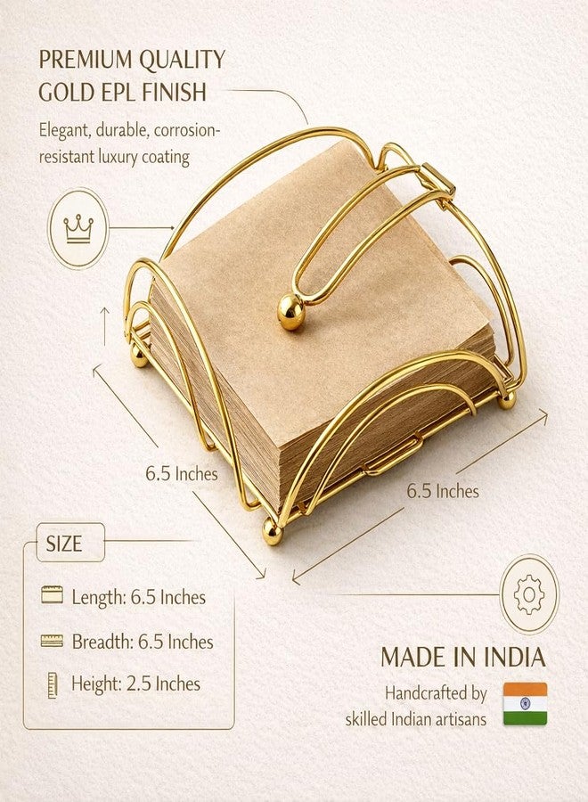 CentraLit Gold Napkin Holder for Dining Table | Modern Metal Tissue Holder with Weighted Arm for Kitchen, Tabletop & Parties | Premium Decorative Paper Napkin Stand (Golden Finish) - Image 2