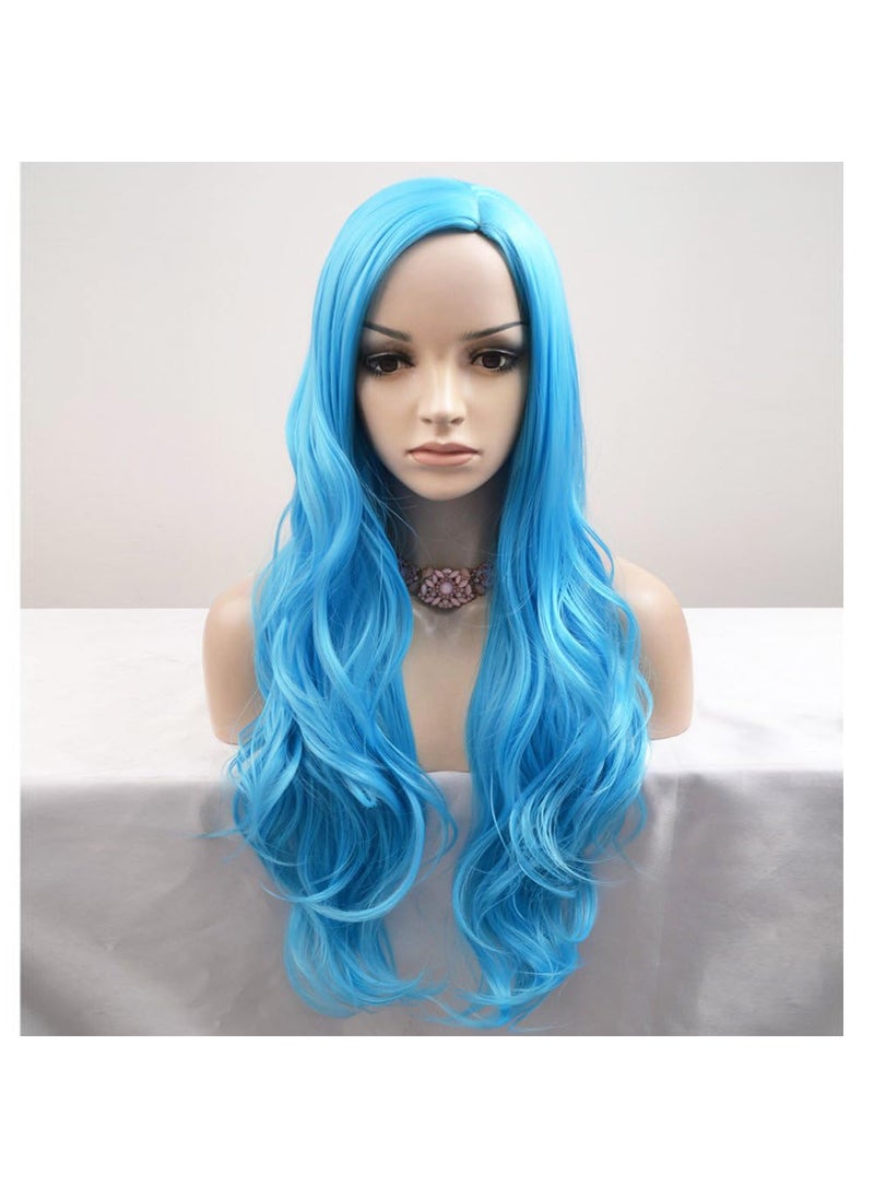 BERON BERON 27 Inches Blue Wig Long Wavy Wig Women Girls Charming Full Wig Long Curly Wig Blue Wigs for Cosplay Party Wig Cap Included 
