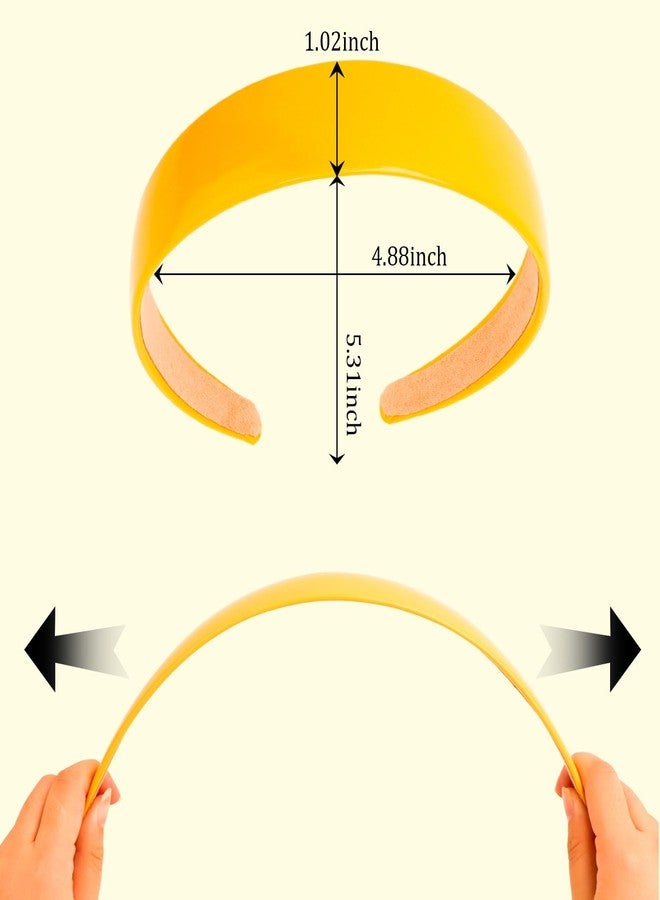 Uintoon Yellow Headband Faux Leather Thin Hairband Halloween Head Bands for Womens & Girls Hair Solid Simple Holiday Cosplay Head Bands Yellow Hair Accessories for Women Girls - Image 2